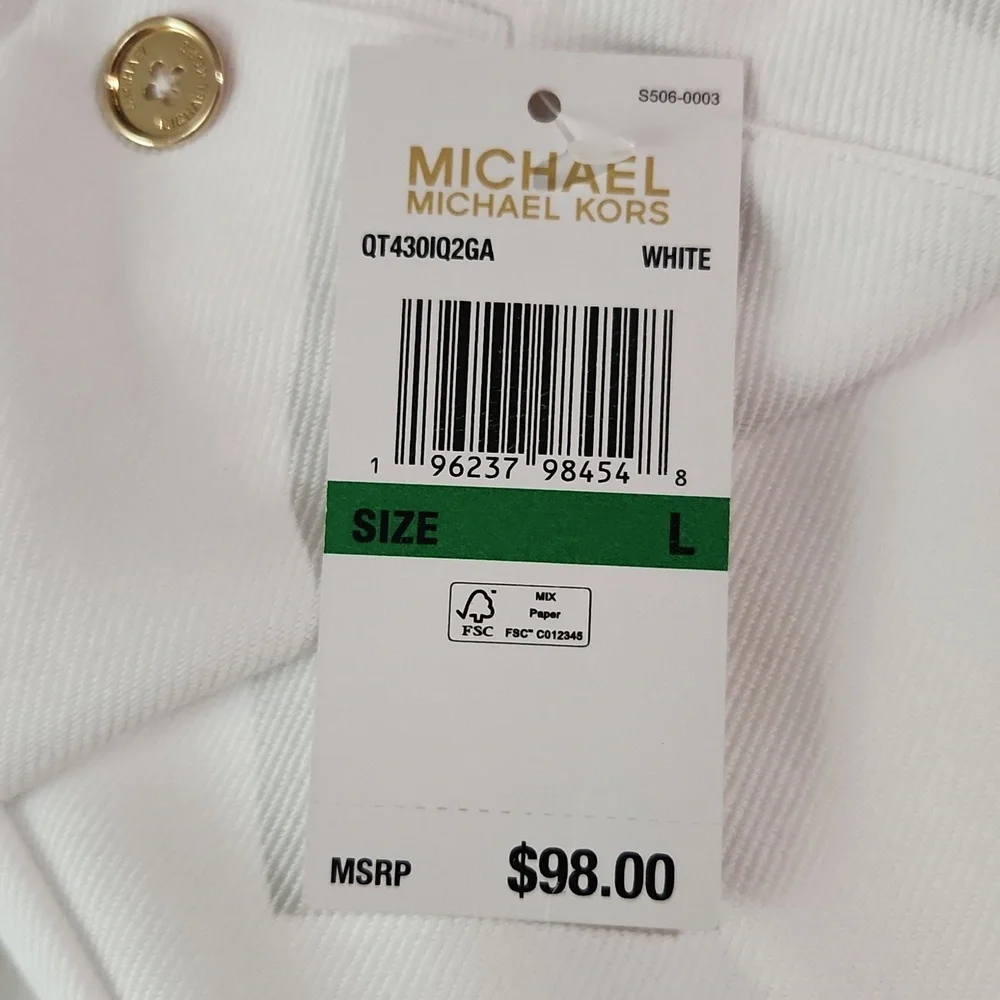 NWT MICHAEL Michael Kors White Skinny Ankle Pull-On Pants  Large - Picture 5 of 7
